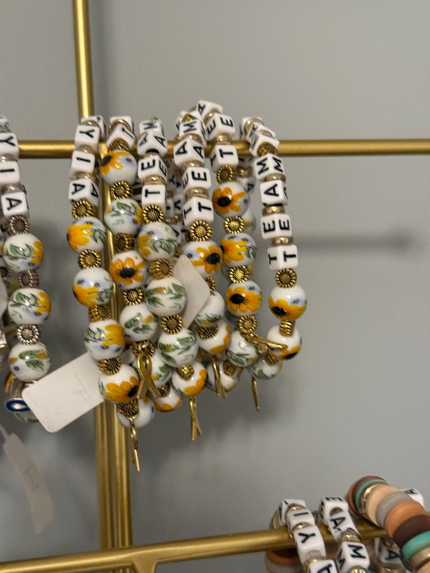 Beaded Team Kayia Bracelet- Gold Sunflowers