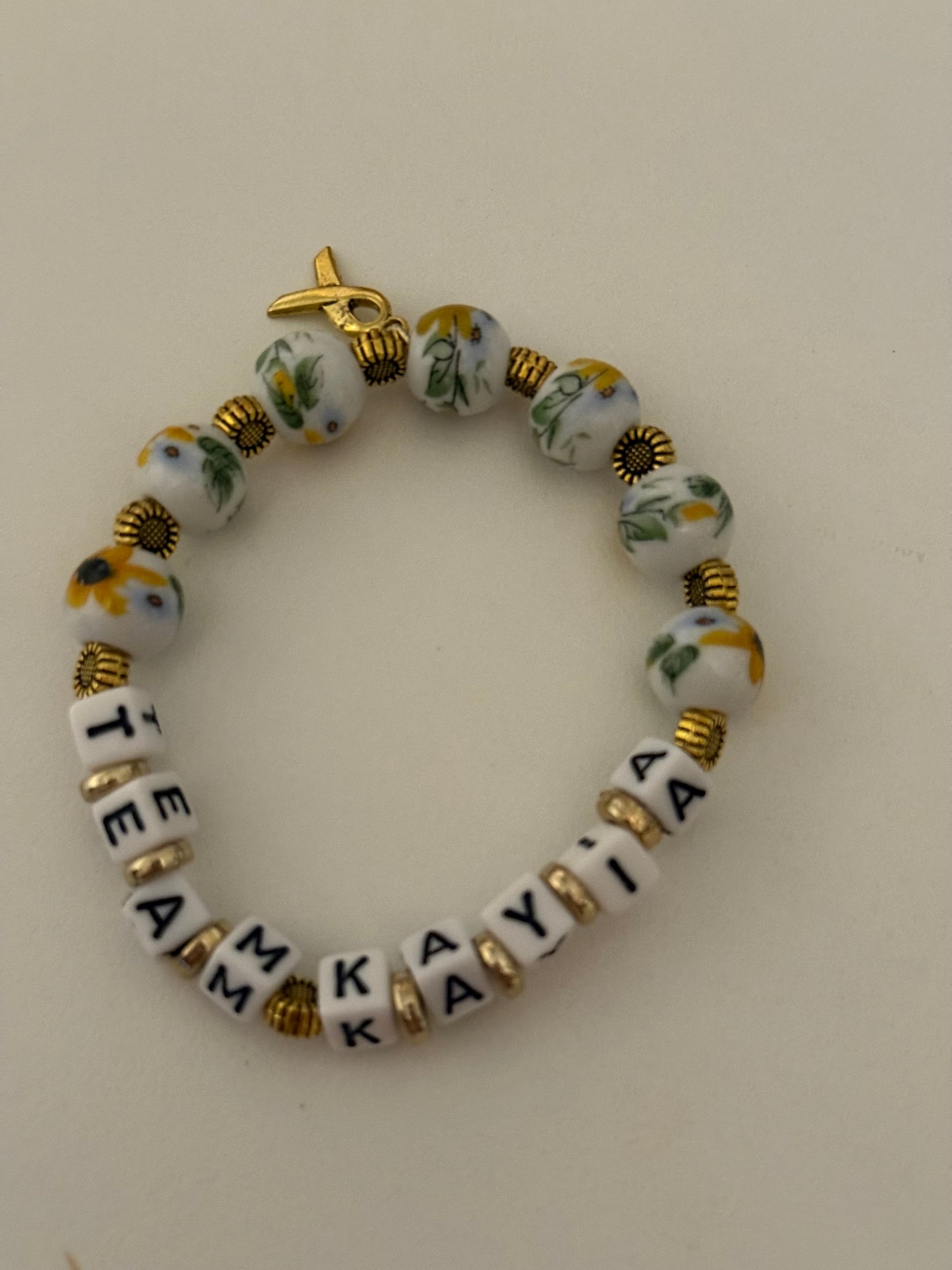 Beaded Team Kayia Bracelet- Gold Sunflowers